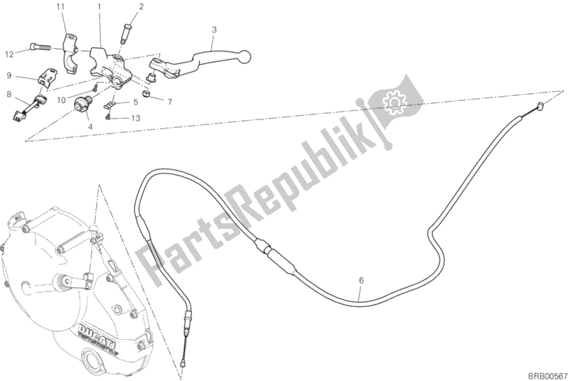 All parts for the Clutch Control of the Ducati Monster 821 Thailand 2018